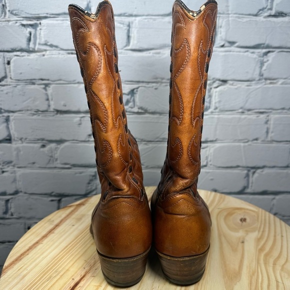 Durango Cowboy Boots Leather Brown Vintage Men’s 8 1/2 D (10.5 Women’s) 60s-70s - Picture 5 of 13